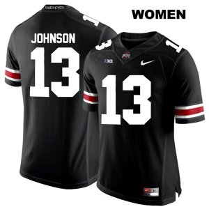 Women's NCAA Ohio State Buckeyes Tyreke Johnson #13 College Stitched Authentic Nike White Number Black Football Jersey WS20Q71ZY